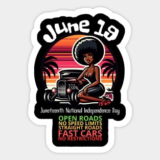 HotRod - Vintage Retro Sunset of 19 June Juneteenth Pin up Girl Sticker